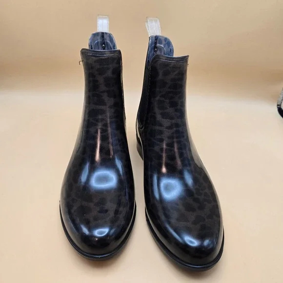 Sam Edelman Tinsley Leopard Print Rain Boots Black Grey Womens 8M Chelsea Boot - Picture 5 of 16